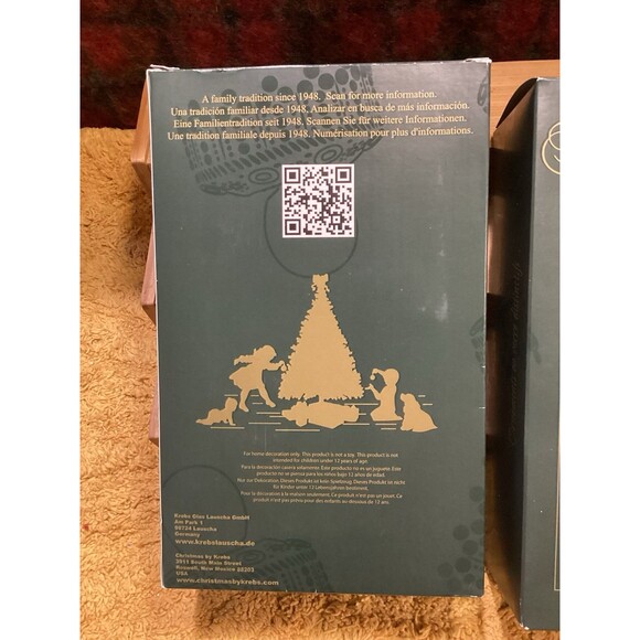 Krebs Glass Christmas Ornaments Red Velvet Balls Gold / White Scrolls Snowflakes - Picture 9 of 9